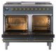 Ilve® Nostalgie II Noblesse 40'' Blue Gray Pro Style Dual Fuel Range with Brass Trim-2