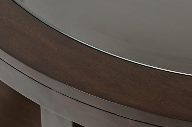 Jofran Inc. Urban Icon Glass Top Round Coffee Table with Merlot Base-3