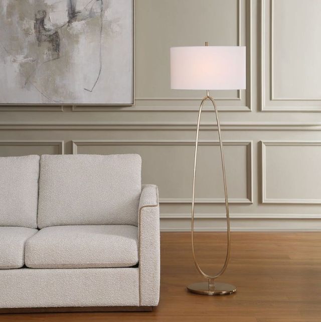 Uttermost® Tordin Antique Brass Geometric Floor Lamp-1