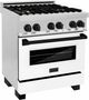 ZLINE Autograph Edition 30" Stainless Steel Pro Style Dual Fuel Range with White Matte Door and Matte Black Accents-4