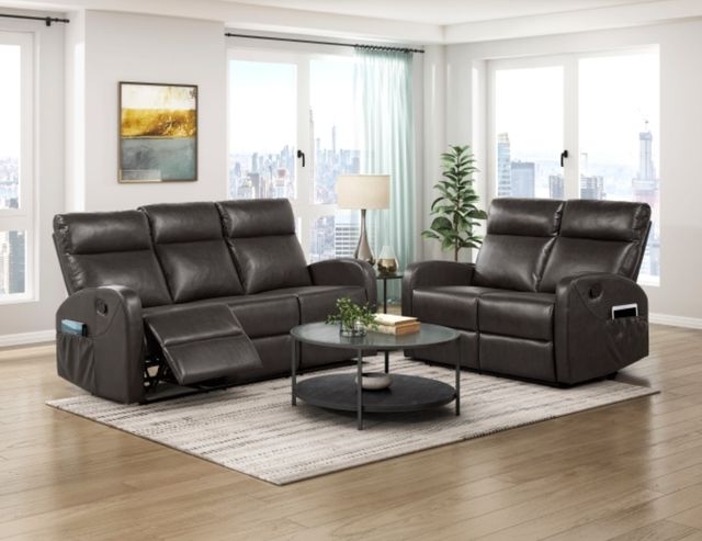 Homelegance® Allen Espresso Manual Double Reclining Loveseat-1
