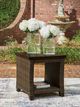 Signature Design by Ashley® Drakes Beach Dark Brown Aluminum Outdoor Square End Table-1