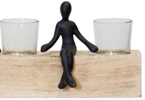 Stylecraft Black/Natural Votive Holders with 3 Figures-1