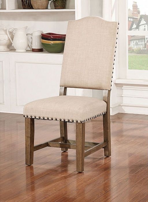 Furniture of America® Julia 9-Piece Beige/Light Oak Dining Set-2