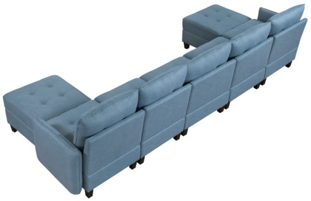 Homelegance® Garren 7-Piece Blue U-Shape Sectional with Storage and Ottomans-3