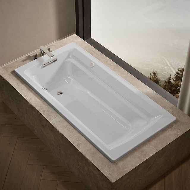 KOHLER® Archer® White 72" x 36" Drop-In Heated Bubble Massage™ Air Bath with Bask® Heated Surface-1