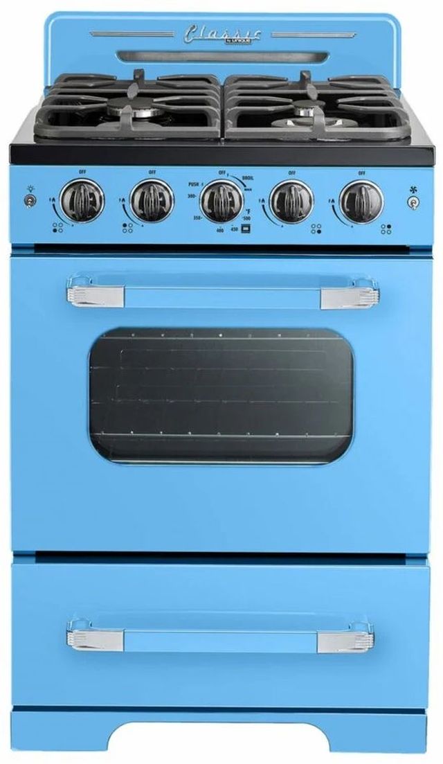 Unique® Appliances Classic Retro 24" Robin Egg Blue Freestanding Gas Range-0