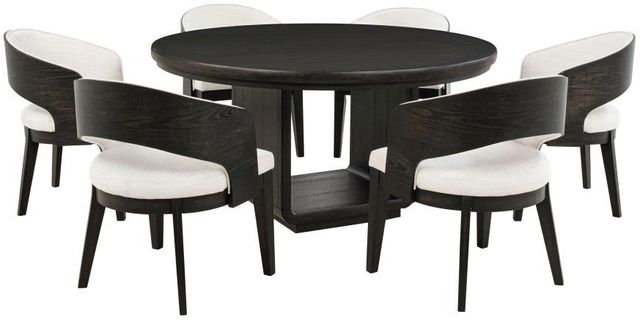 Coaster® Leandro 7-Piece Burnished Black Round Dining Table Set-0