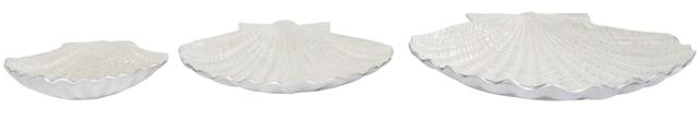 Deco Marche 3-Piece White Shell Decorative Bowl with Silver Base Set-0