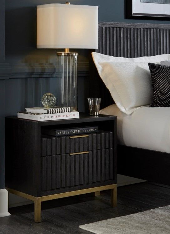 Modus Furniture Kentfield Black Drifted Oak Nightstand-1