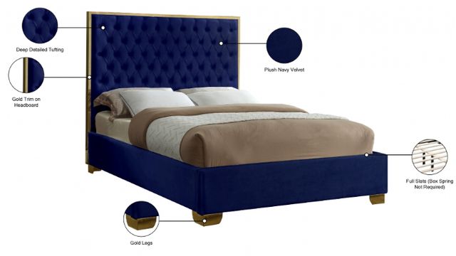 Meridian Furniture Lana Navy King Upholstered Panel Bed-1