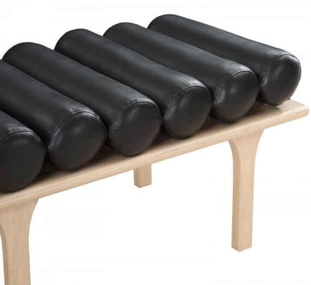 Meridian Furniture Landon Black/Natural Vegan Leather Bench-3