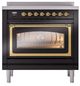 Ilve® Nostalgie II Noblesse 36'' Glossy Black Pro Style Induction Range with Brass Trim-1