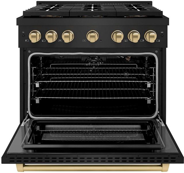 ZLINE Autograph Edition Paramount Series Autograph Edition 36" Black Stainless Steel Pro Style Gas Range with Champagne Bronze Accents -1