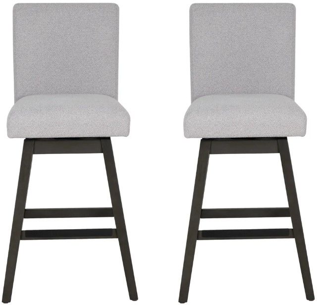 Linon Cohen 2-Piece Gray Upholstered Bar Stool Set-2