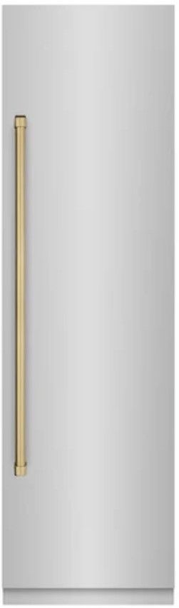 ZLINE Autograph Edition 24" 12.5 Cu. Ft. Stainless Steel Column Refrigerator with Graphite Gray Interior and Champagne Bronze Accents-0