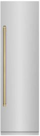 ZLINE Autograph Edition 24" 12.5 Cu. Ft. Stainless Steel Column Refrigerator with Graphite Gray Interior and Champagne Bronze Accents-0