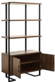 Mazin Furniture Sedley Walnut/Rustic Black Bookcase-2