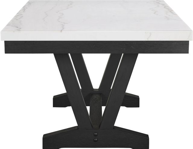 Crown Mark Genuine White Dining Table with Black Base-2