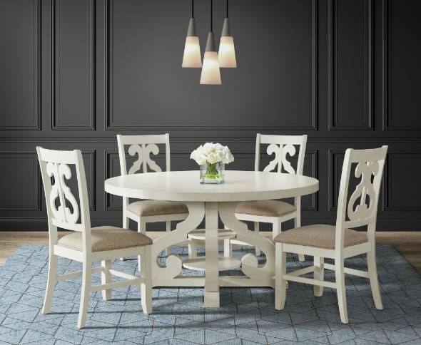 Elements International Stone White Round Dining Table-3