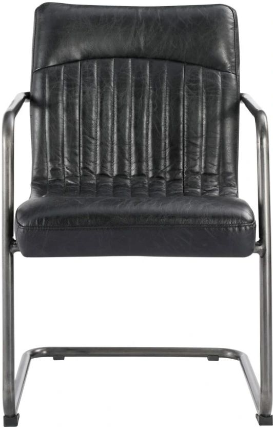 Moe's Home Collection Ansel 2-Piece Black Leather Dining Arm Chair Set-1