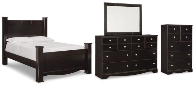 Signature Design by Ashley® Mirlotown 4-Piece Almost Black Queen Poster Bed Set-0