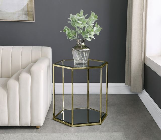 Meridian Furniture Sei Gold Glass Top End Table-2