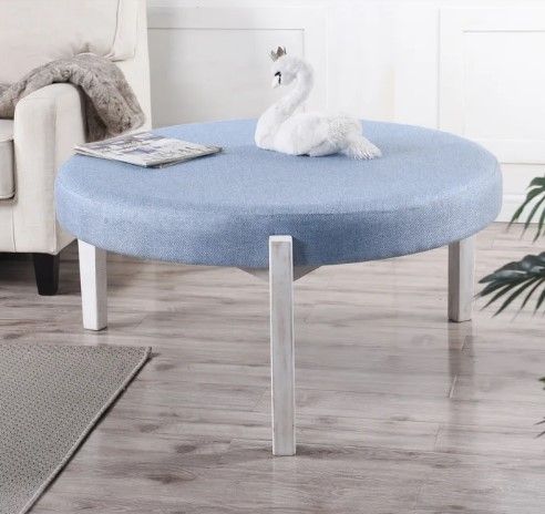 Stylecraft Dann Foley Lifestyle Light Blue Round Ottoman-3