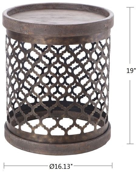Olliix by Madison Park Grey Cirque Reclaimed Quatrefoil Metal Drum-2