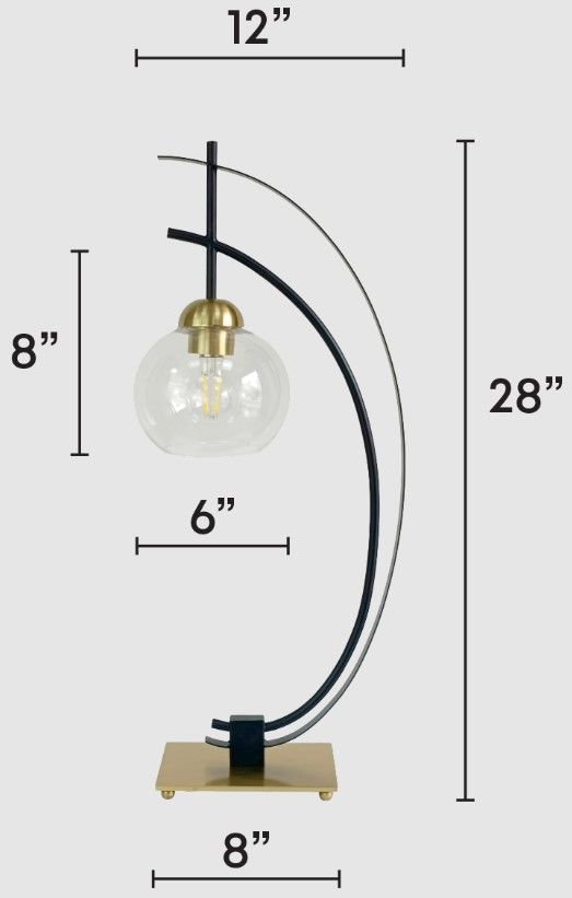 Classy Living 2-Piece Eclipse Aura Gold Table Lamp with Glass Globe Set-1