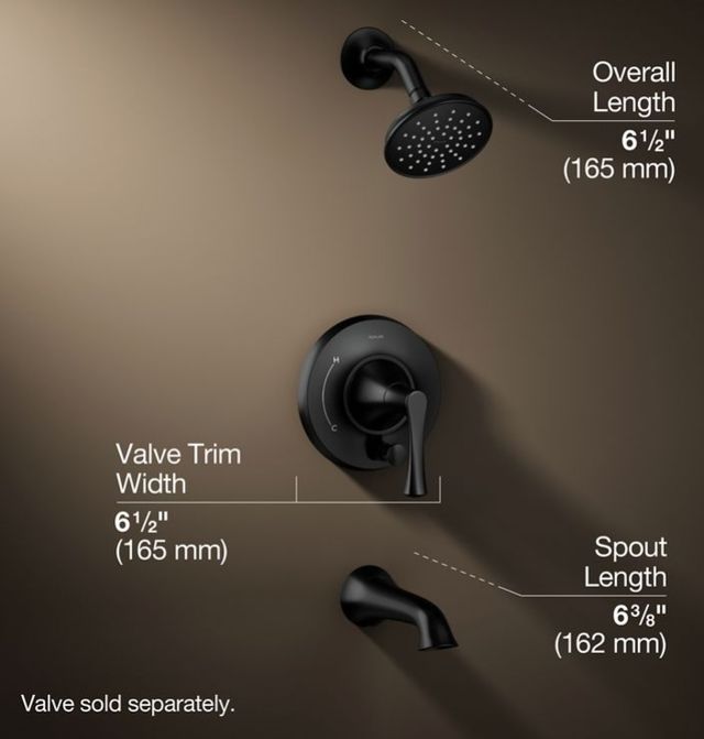 KOHLER® Buckley™ Rite-Temp® Matte Black 1.5 GPM Bath and Shower Trim Kit with Push-Button Diverter-2