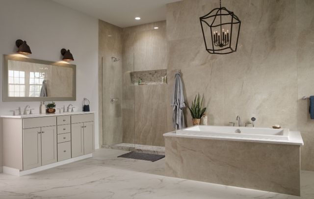 Delta Woodhurst® Stainless Roman Tub with Handshower Trim-1