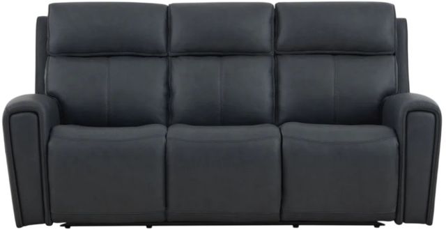 Flexsteel® Warren True Navy Leather Power Reclining Sofa with Console, Power Headrest and Lumbarand Lumbar-3