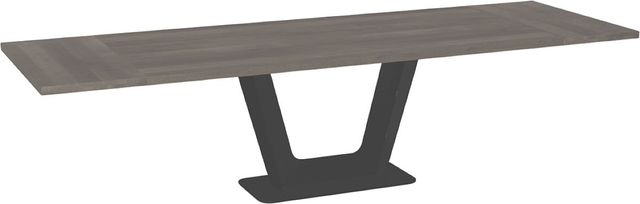 Amisco Customizable Amelia 120" Rectangular Extendable Table with 1.5" Solid Birch Top and 2 Leaves-0