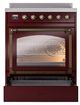 Ilve® Nostalgie II Noblesse 30'' Burgundy Pro Style Induction Range with Burnished Trim-3