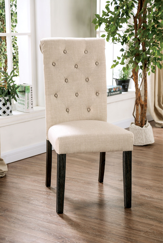 Furniture of America® Alfred 2-Piece Antique Black/Ivory Side Chair Set-2