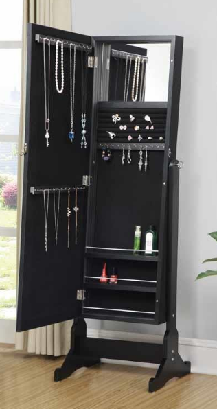 Coaster® Cortez Black Storage Jewelry Cheval Mirror-1