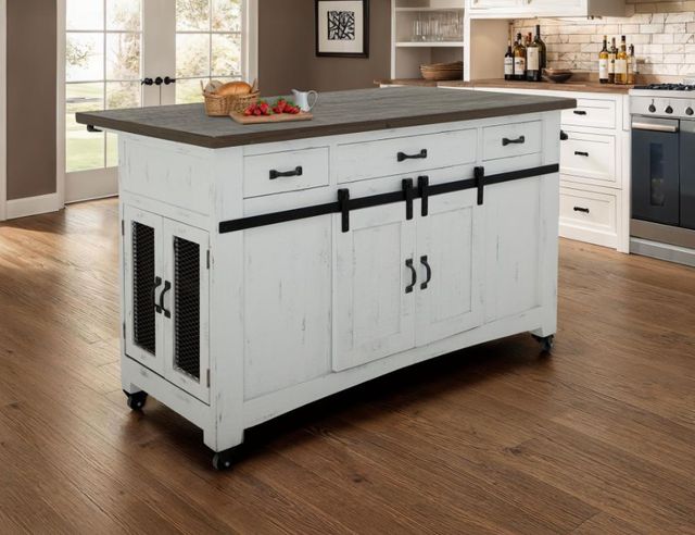 International Furniture Direct Pueblo White Kitchen Island-1