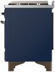 Ilve® Majestic III 40" Midnight Blue Pro Style Dual Fuel Liquid Propane Range with Triple Glass Door and Burnished Trim-3