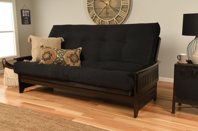 Kodiak Furniture Phoenix Suede Black/Espresso Queen Futon with Mattress-2