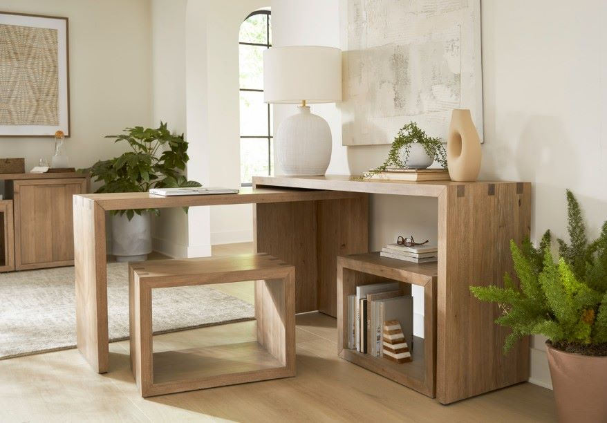 Aspenhome Lyndon Nesting Sofa Table With Stools - Thumbnail 4