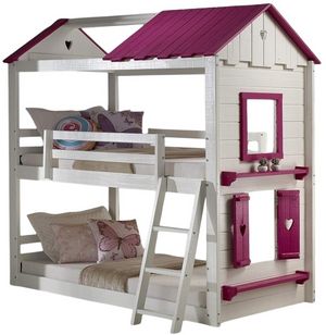 Donco Kids Pink/White Twin/Twin Sweetheart Bunk Bed