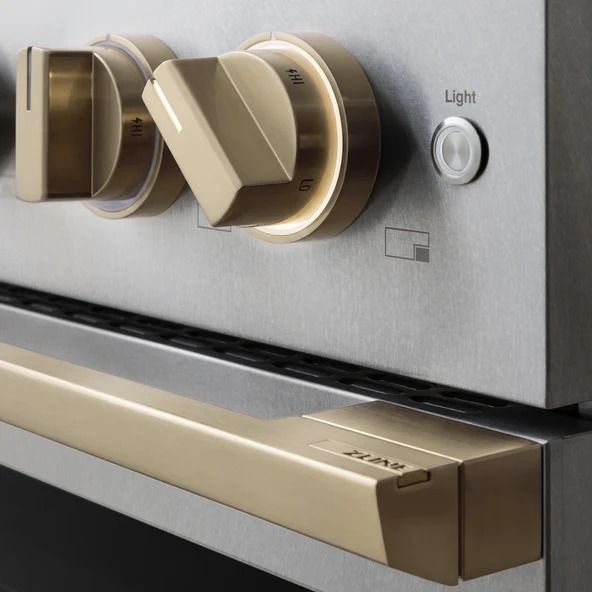 ZLINE Marino 30" Stainless Steel Pro Style Gas Range with Polished Gold Accents-4