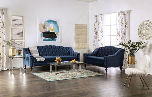Furniture of America® Martinique Blue Loveseat-1