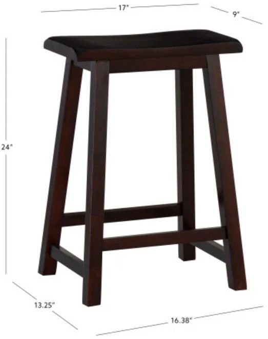 Linon Saddle Dark Brown Counter Stool-2