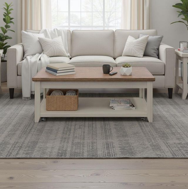 Legends Home Ithaca Bourbon Coffee Table with Sandstone Base-1