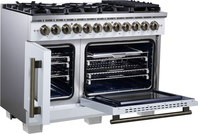FORNO® Capriasca Series Alta Qualita 48" White Pro Style Dual Fuel Range-4