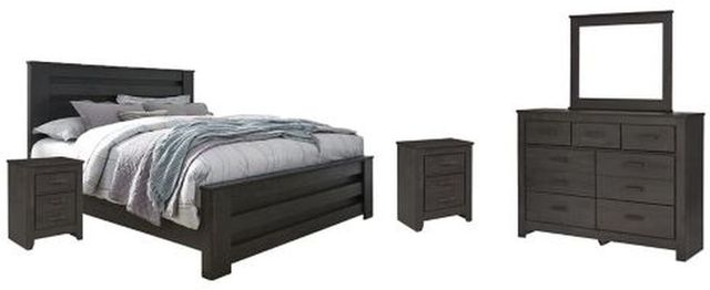 Signature Design by Ashley® Brinxton 4-Piece Charcoal King Panel Bed Set-0