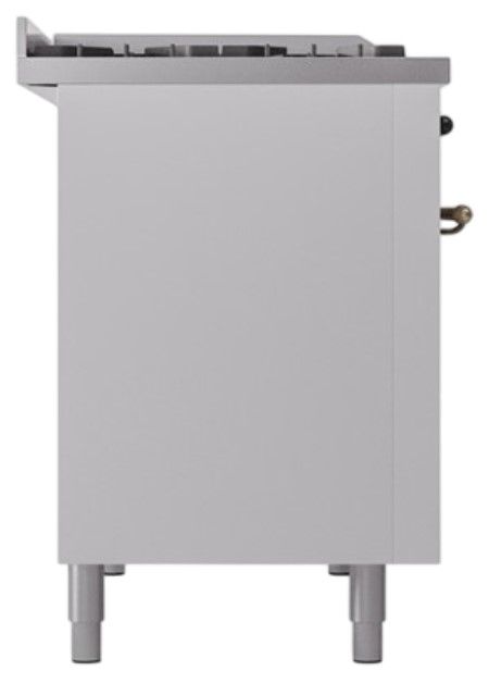 Ilve® Nostalgie II Noblesse 48'' White Pro Style Dual Fuel Range with Burnished Trim-2