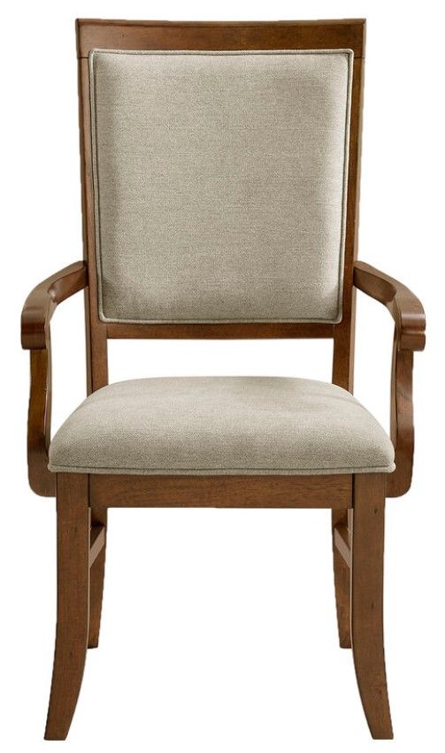 Elements International Phillipe Cherry/Gray Dining Arm Chair-1
